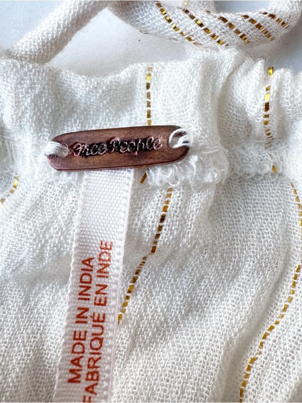 FREE PEOPLE Huxley Maxi Dress Ruffle Cutout Open Back Metallic Stripe Boho Sz M - Picture 15 of 15